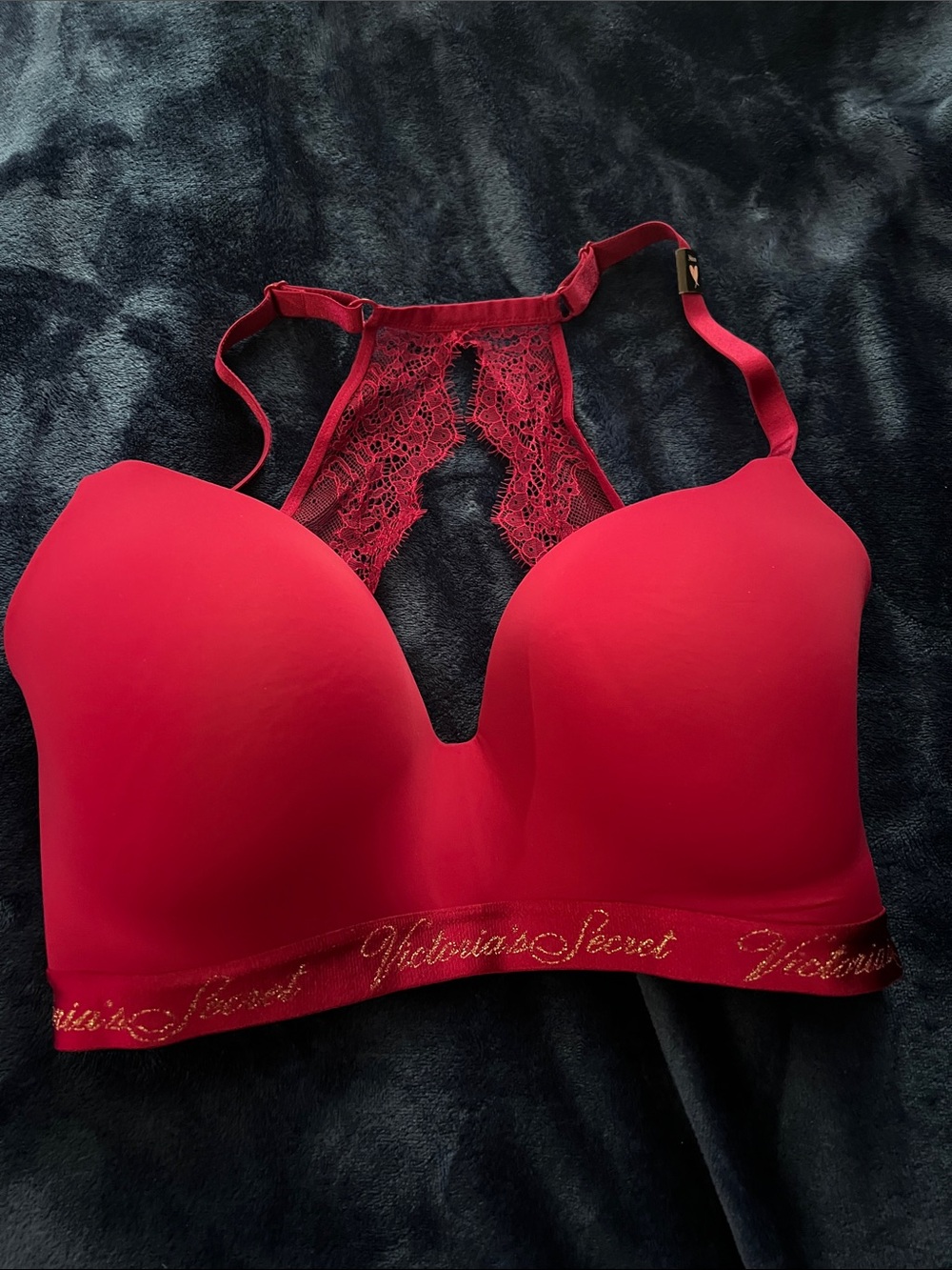 Victoria's Secret Red Lace Racerback Plunge Bra